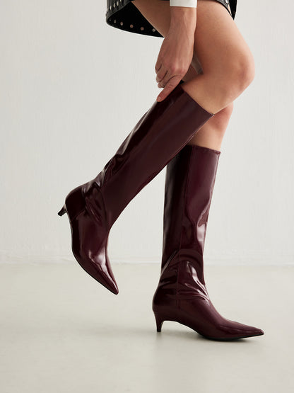 Bottines Knie-Hautes Confortables en Cuir