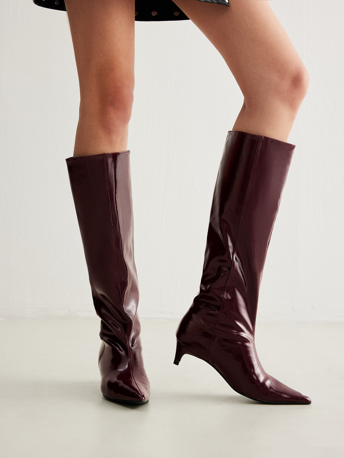 Bottines Knie-Hautes Confortables en Cuir