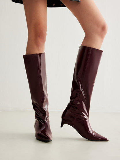 Bottines Knie-Hautes Confortables en Cuir