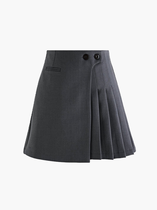 Robe à plis avec taille haute et détails boutons - BerlinGlamour