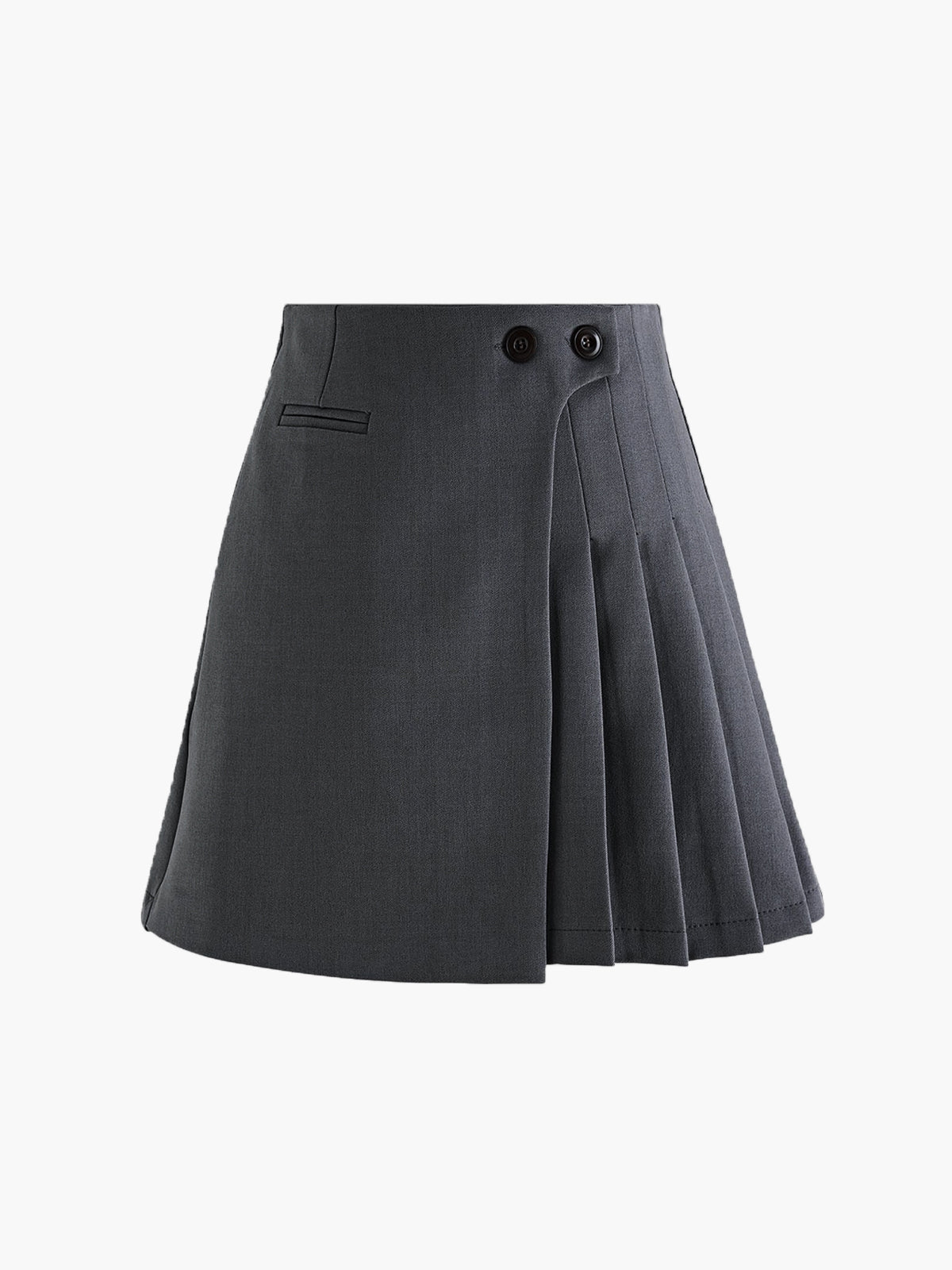 Robe à plis avec taille haute et détails boutons