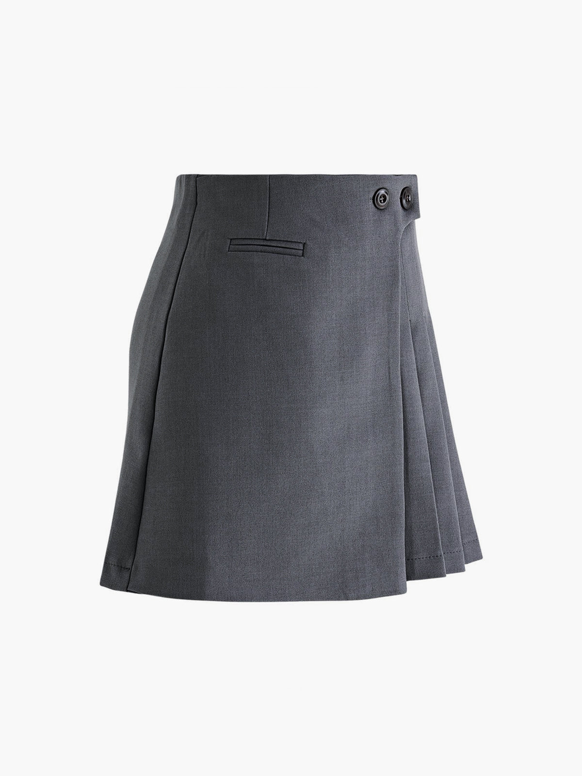 Robe à plis avec taille haute et détails boutons