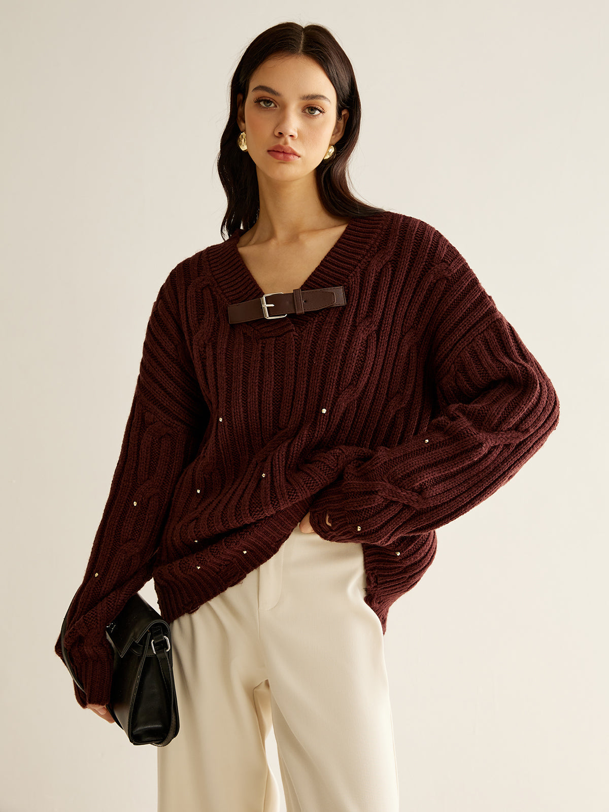 Pull Grande Taille Femme Col En V Chaud Hiver - PanierRoyale