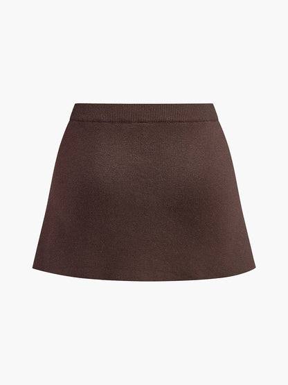 Robe Mini en Maille avec Ceinture Décorative