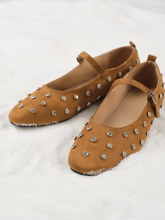 Ballerines en velours élégantes avec strass, confortables et tendance - BerlinGlamour