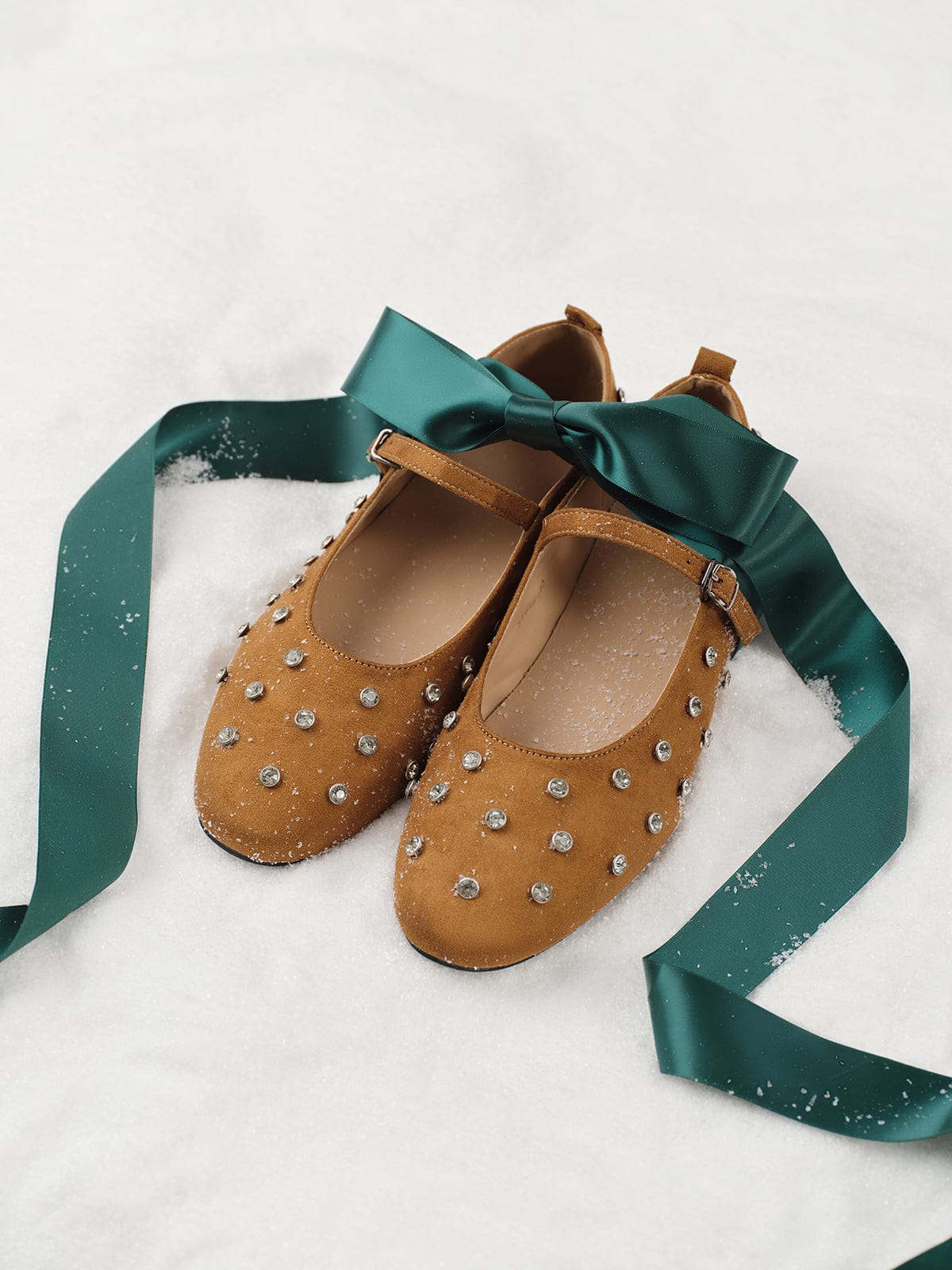 Ballerines en velours élégantes avec strass, confortables et tendance