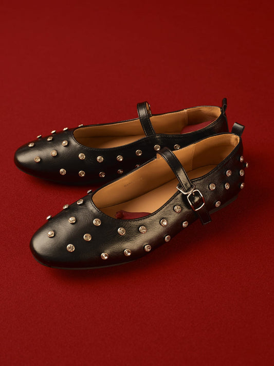 Ballerines Noires Strass Élégantes et Raffinées - BerlinGlamour