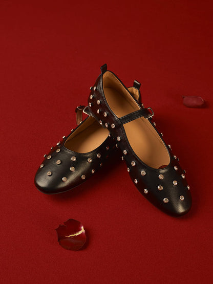 Ballerines Noires Strass Élégantes et Raffinées