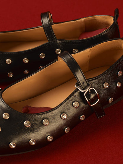 Ballerines Noires Strass Élégantes et Raffinées