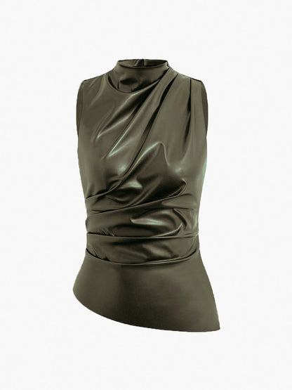 Débardeur Femme Simili Cuir Élégant