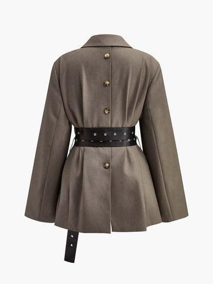 Blazer femme oversized vert olive avec ceinture taille