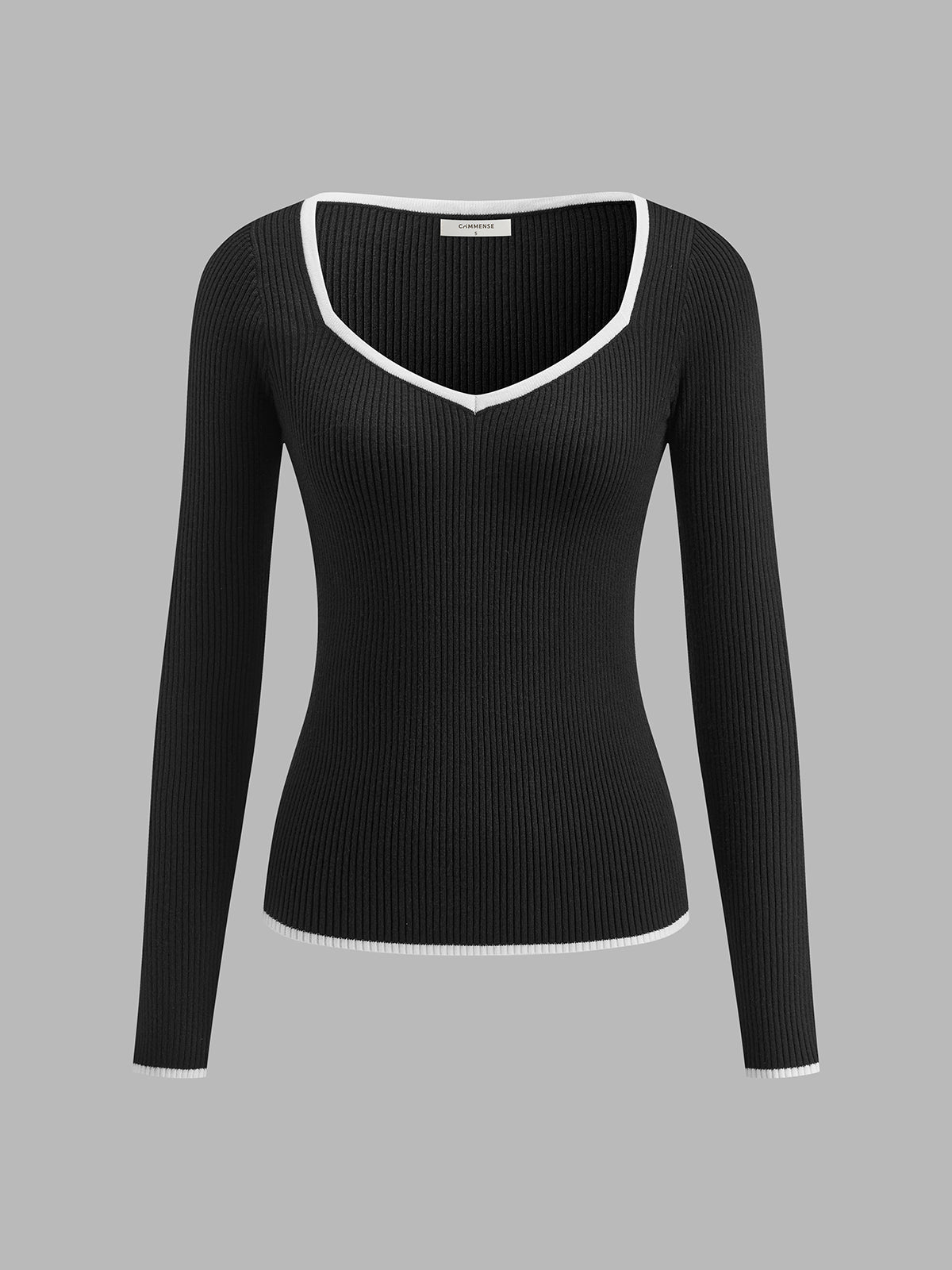 Pull Femme Hiver Col V Contraste Chic