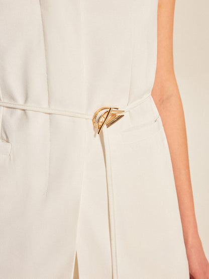 Gilet Femme Sans Manches Ceinture Coupe Structurée