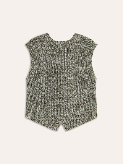 Gilet Sans Manches Femme Tricot Fermeture Boutonnée Coupe Courte