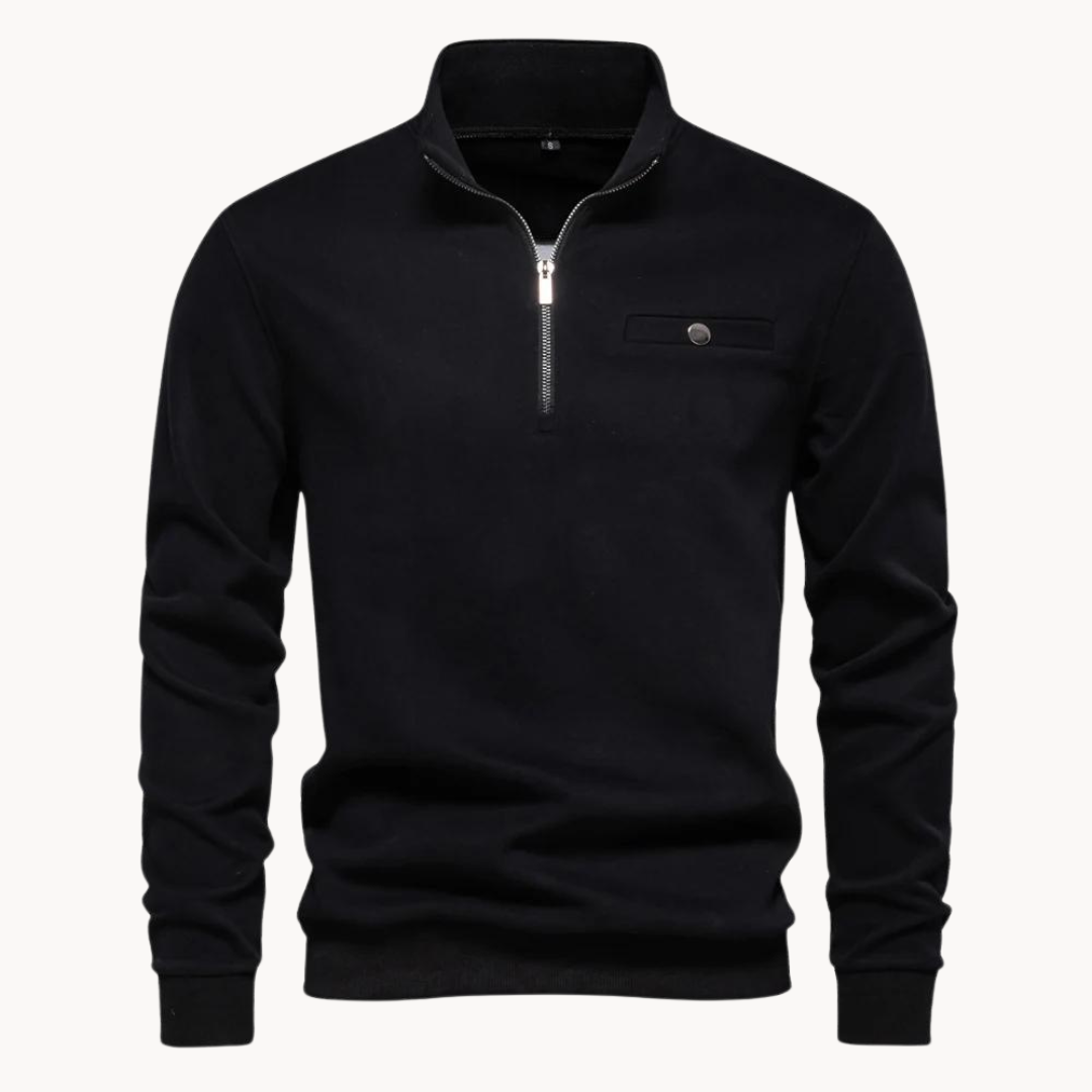 Pull Homme Décontracté Zippe Noir
