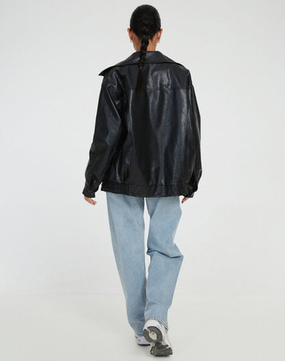 Blouson Cuir Faux Grande Taille Féminin