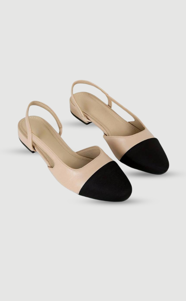 Escarpins Slingback Élégants Beige et Noir - BerlinGlamour
