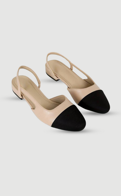 Escarpins Slingback Élégants Beige et Noir - BerlinGlamour