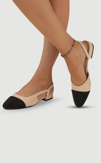Escarpins Slingback Élégants Beige et Noir