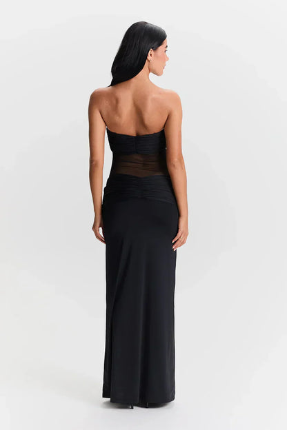 Robe Longue Femme Bustier Détail Mesh