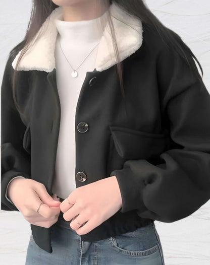 Manteau Femme Hiver Court avec Capuchon et Grandes Poches