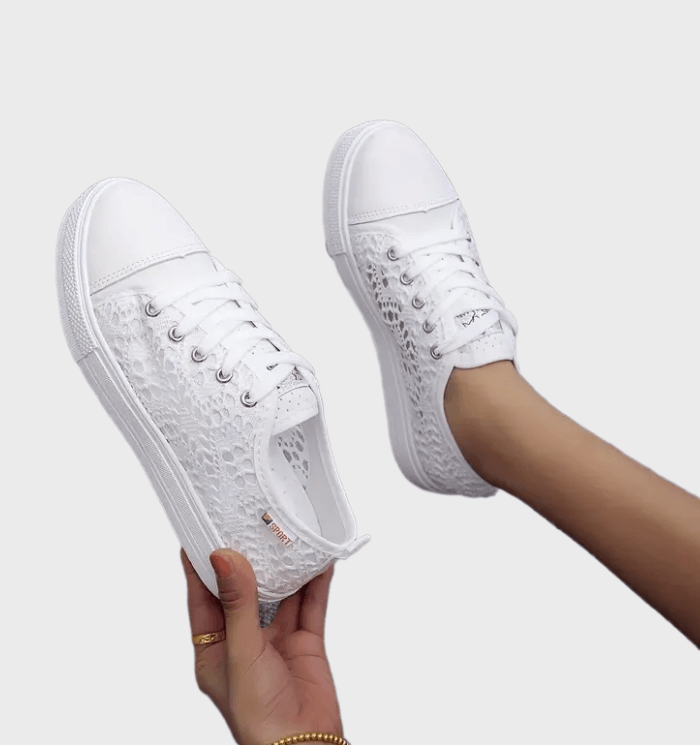 Chaussures de Sport Femme Confort Blanc Lacets - PanierRoyale