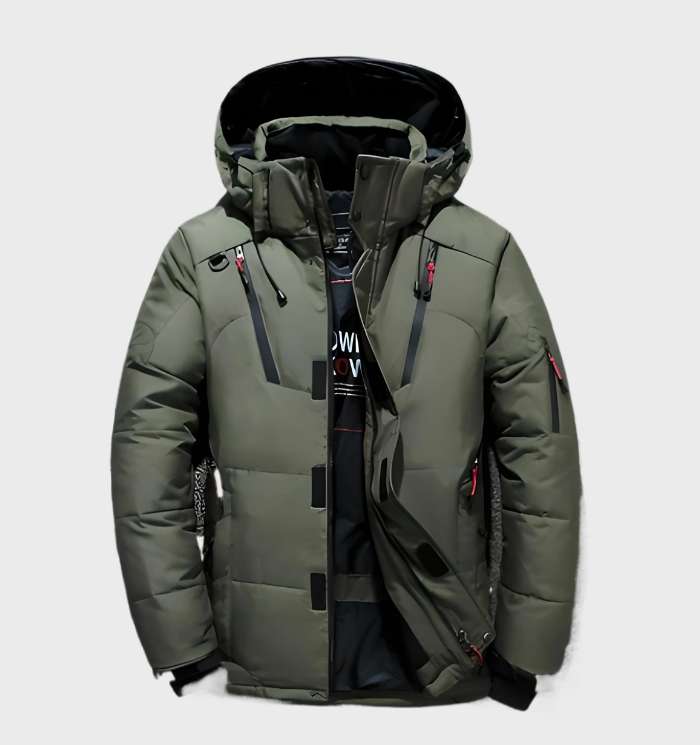 Veste Hiver Homme Capuche Manches Longues Imperméable