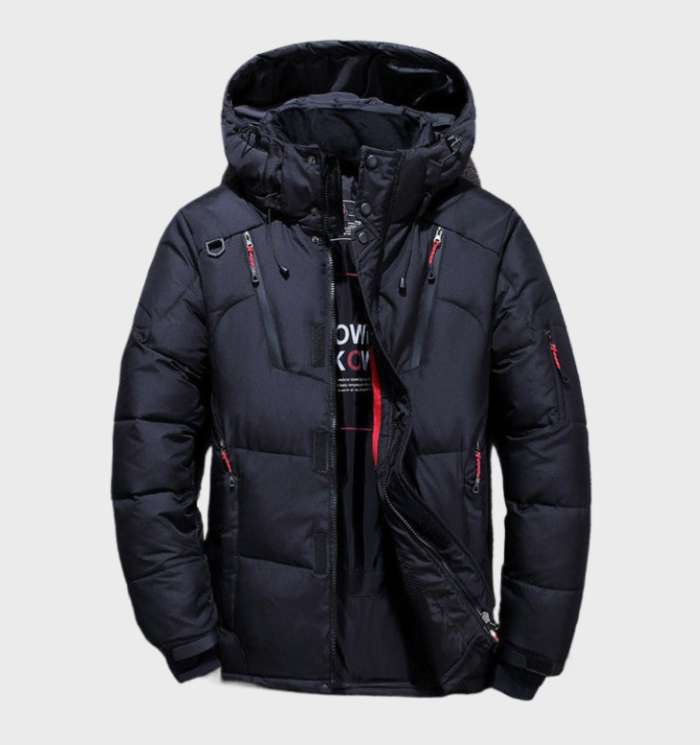 Veste Hiver Homme Capuche Manches Longues Imperméable