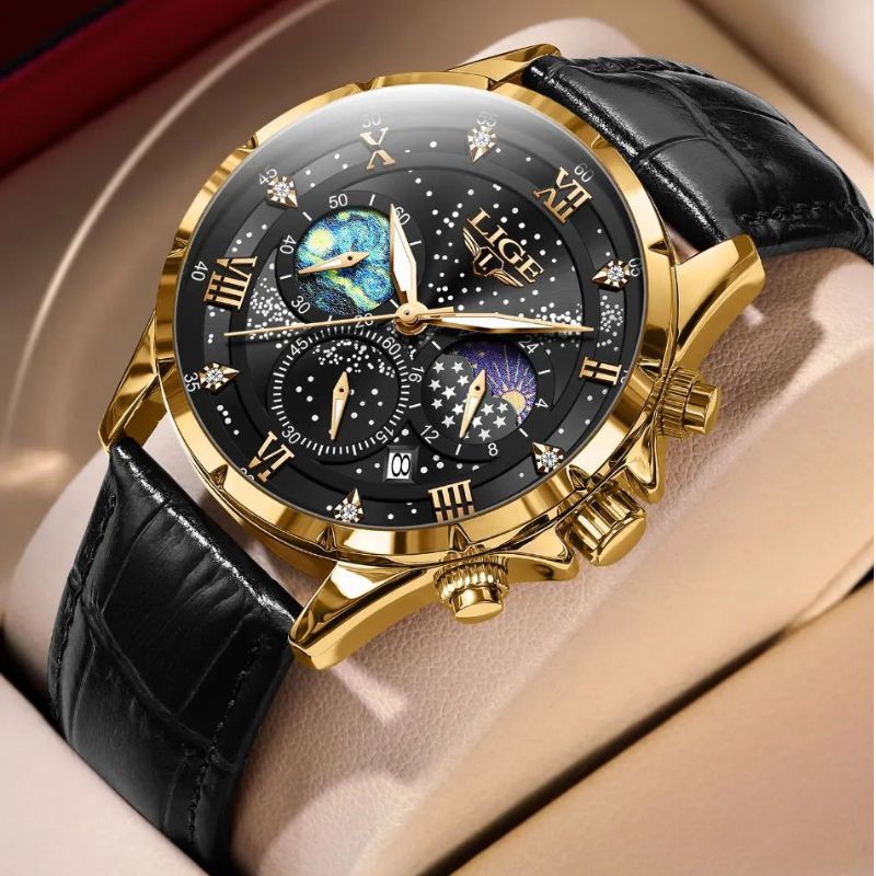 Montre Homme Élégante Cuir Brun