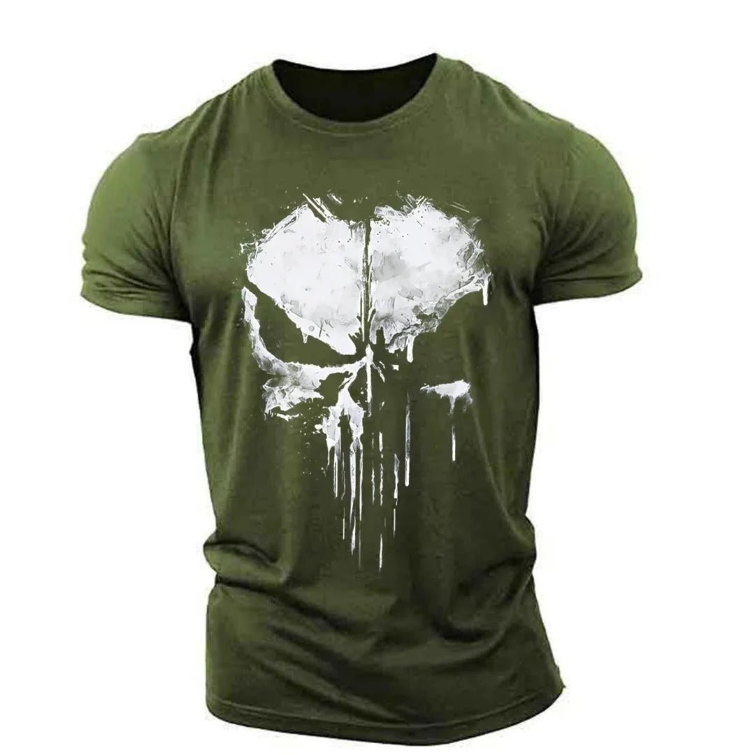 T-Shirt Noir Tête de Mort Homme Décontracté