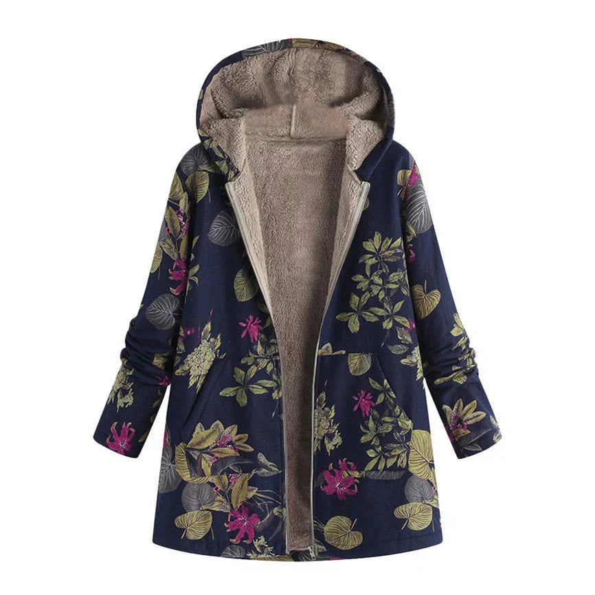 Veste Hiver Femme à Capuche Imprimée
