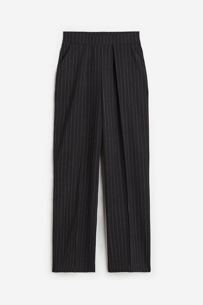 Pantalon Femme Évasé avec Plis sur le Devant