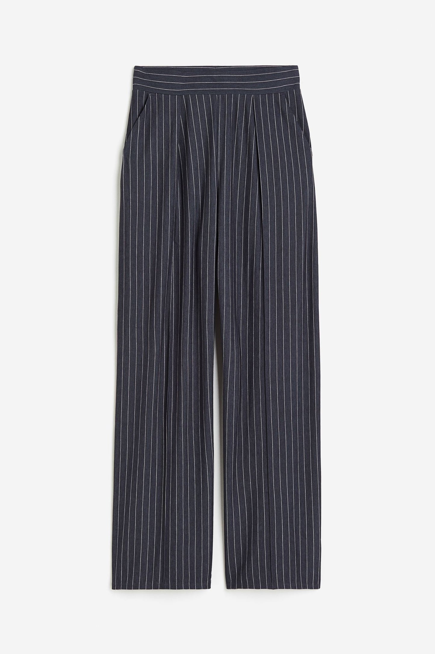 Pantalon Femme Évasé avec Plis sur le Devant
