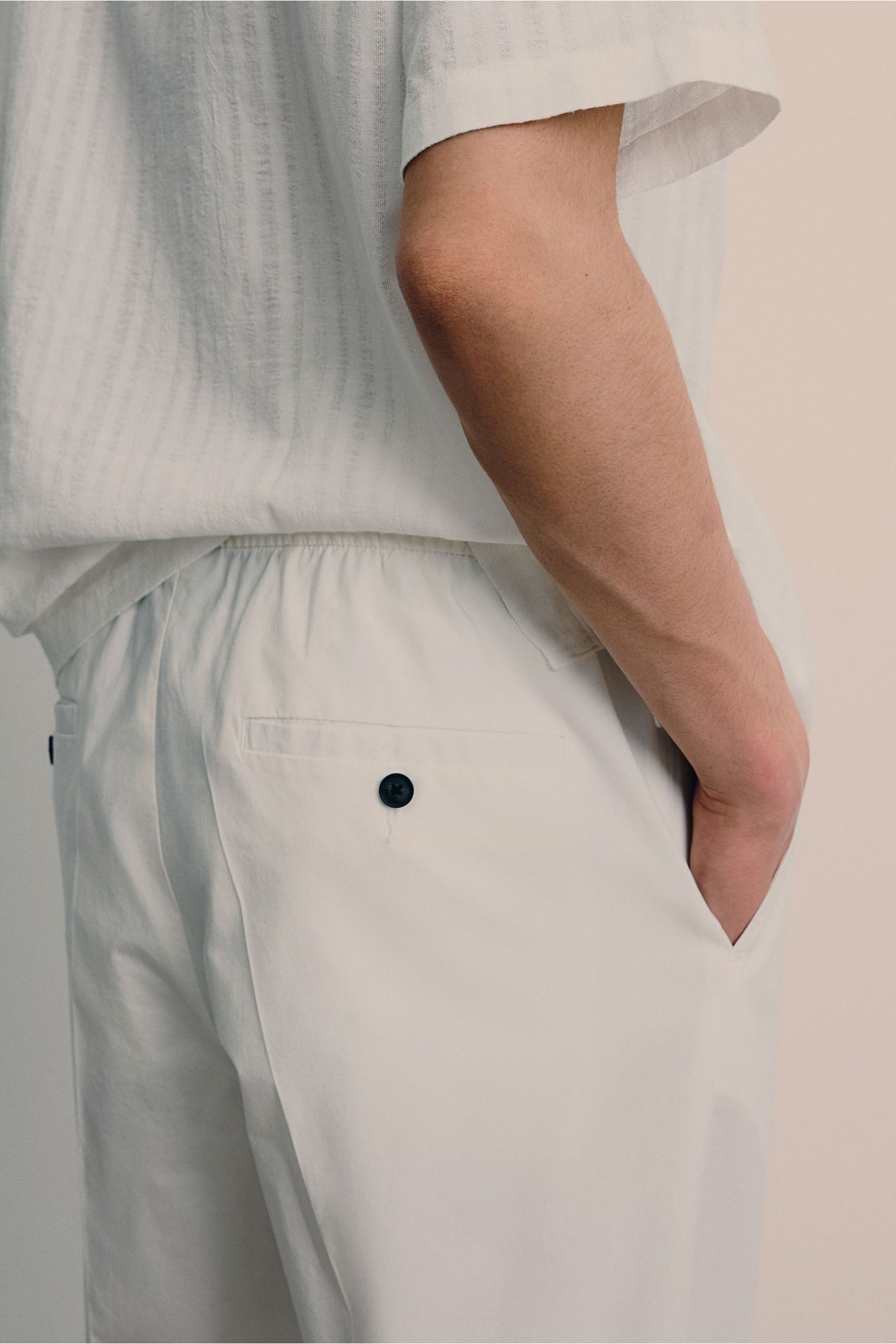Pantalon Chino Homme Blanc Crème avec Cordons