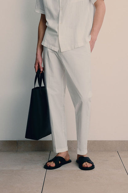 Pantalon Chino Homme Blanc Crème avec Cordons