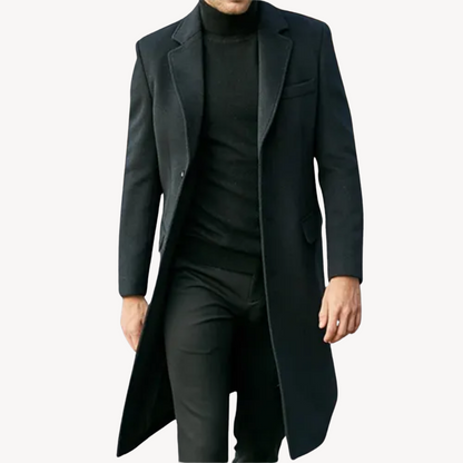 Manteau Homme Noir Élégant pour Hiver - PanierRoyale
