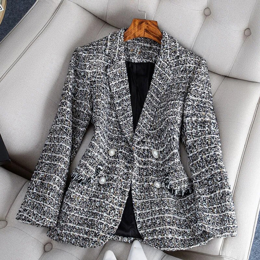Blazer Femme Tailleur Chic à Carreaux Classique - PanierRoyale