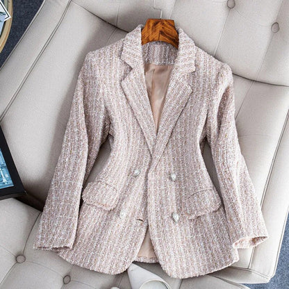 Blazer Femme Tailleur Chic à Carreaux Classique