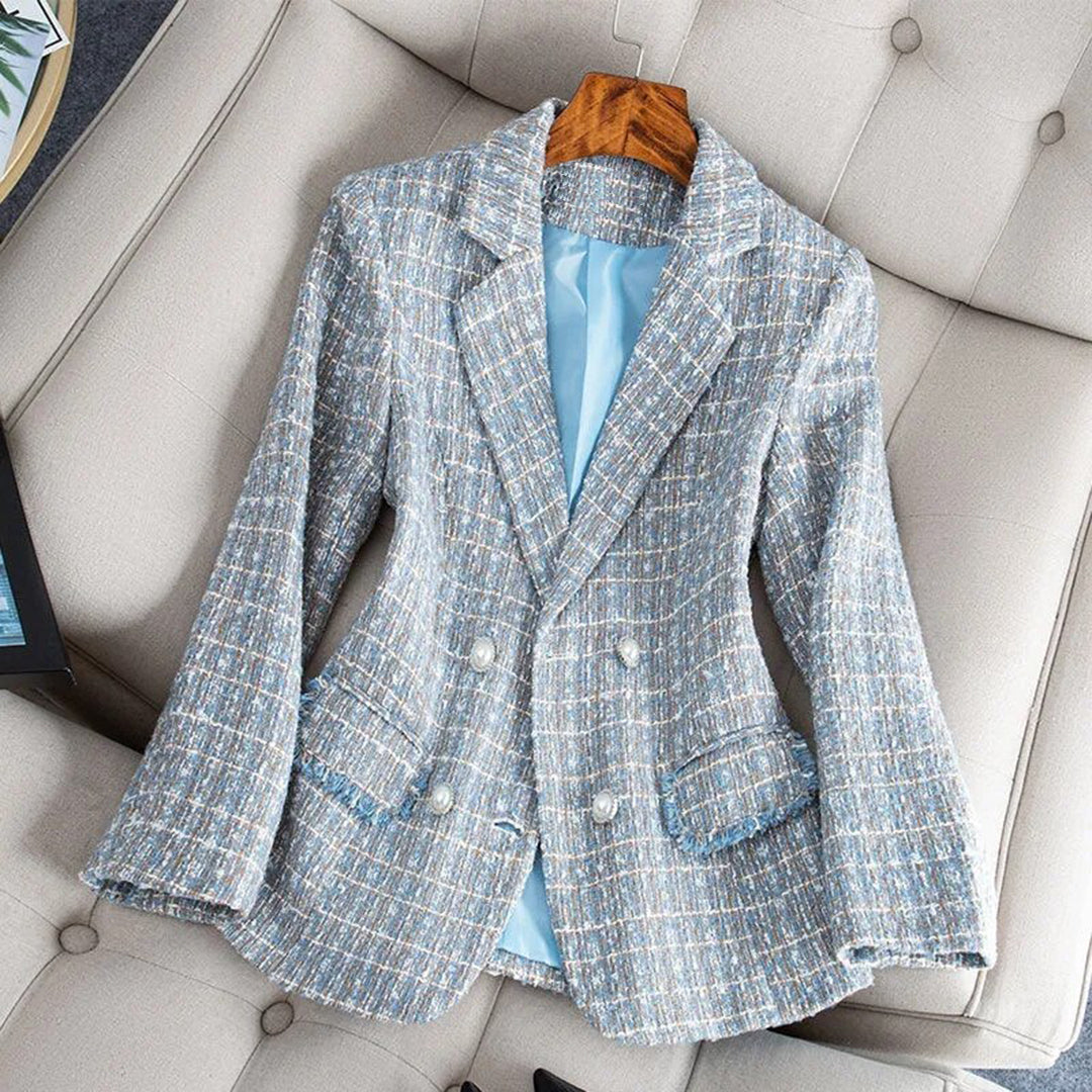Blazer Femme Tailleur Chic à Carreaux Classique