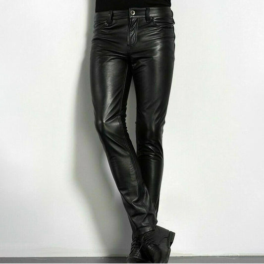 Pantalon Cuir Noir Homme Élégant - PanierRoyale