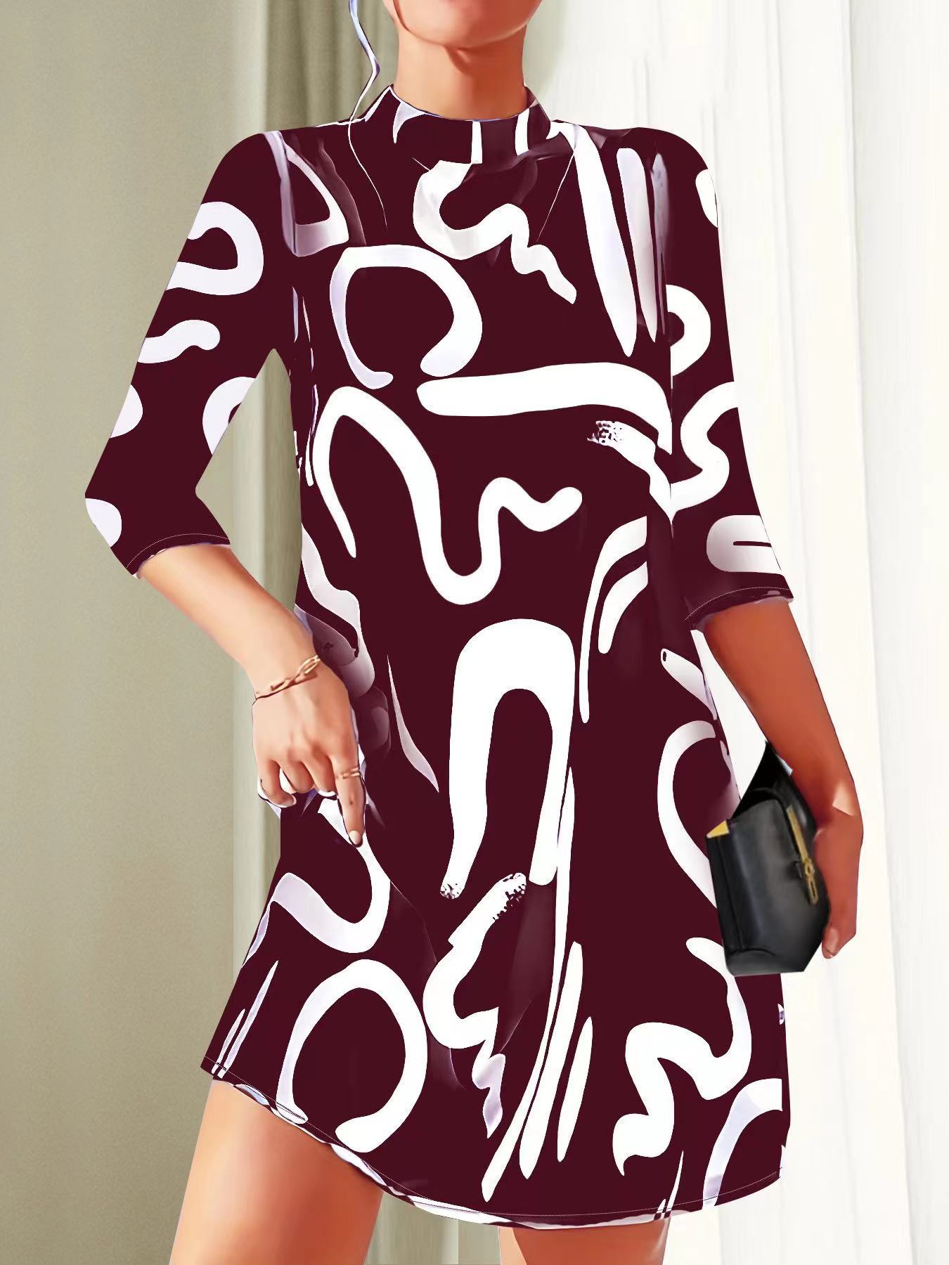 Robe Femme Automne Élégante à Imprimé Floral