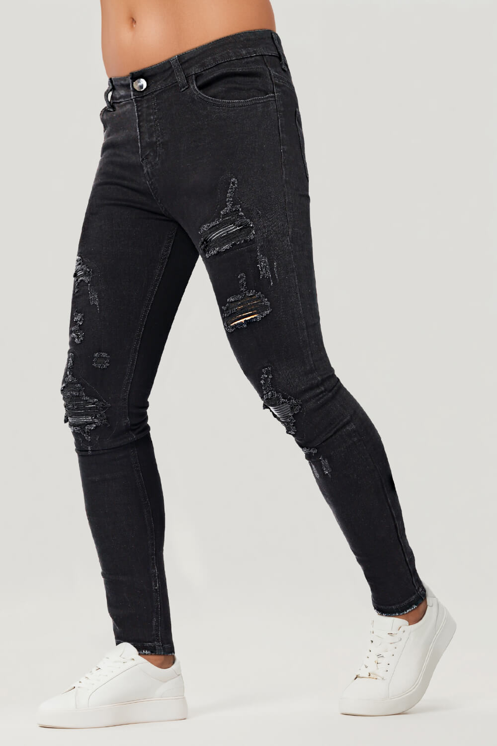 Jean Skinny Noir Déchiré Homme