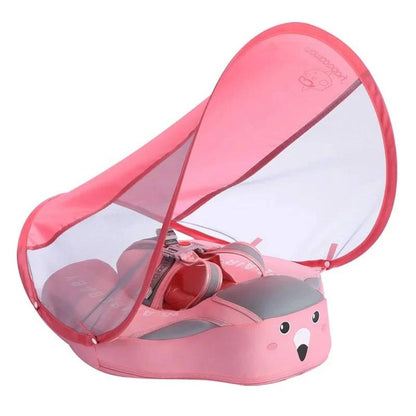 Flotteur Bébé avec Parasol de Protection Solaire Bleu Clair