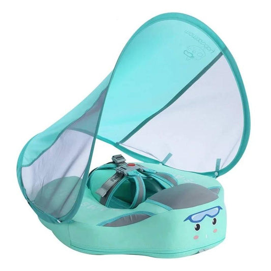 Flotteur Bébé avec Parasol de Protection Solaire Bleu Clair - PanierRoyale