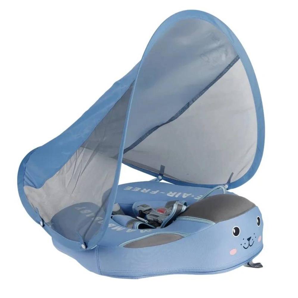 Flotteur Bébé avec Parasol de Protection Solaire Bleu Clair