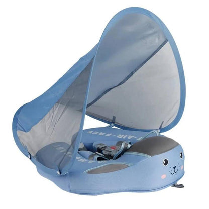 Flotteur Bébé avec Parasol de Protection Solaire Bleu Clair