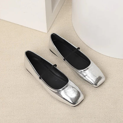 Ballerines Femme Élégantes à Bout Rond Brillant