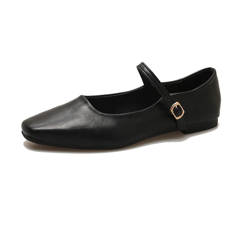 Ballerines Féminines Lacets Noir Élégantes