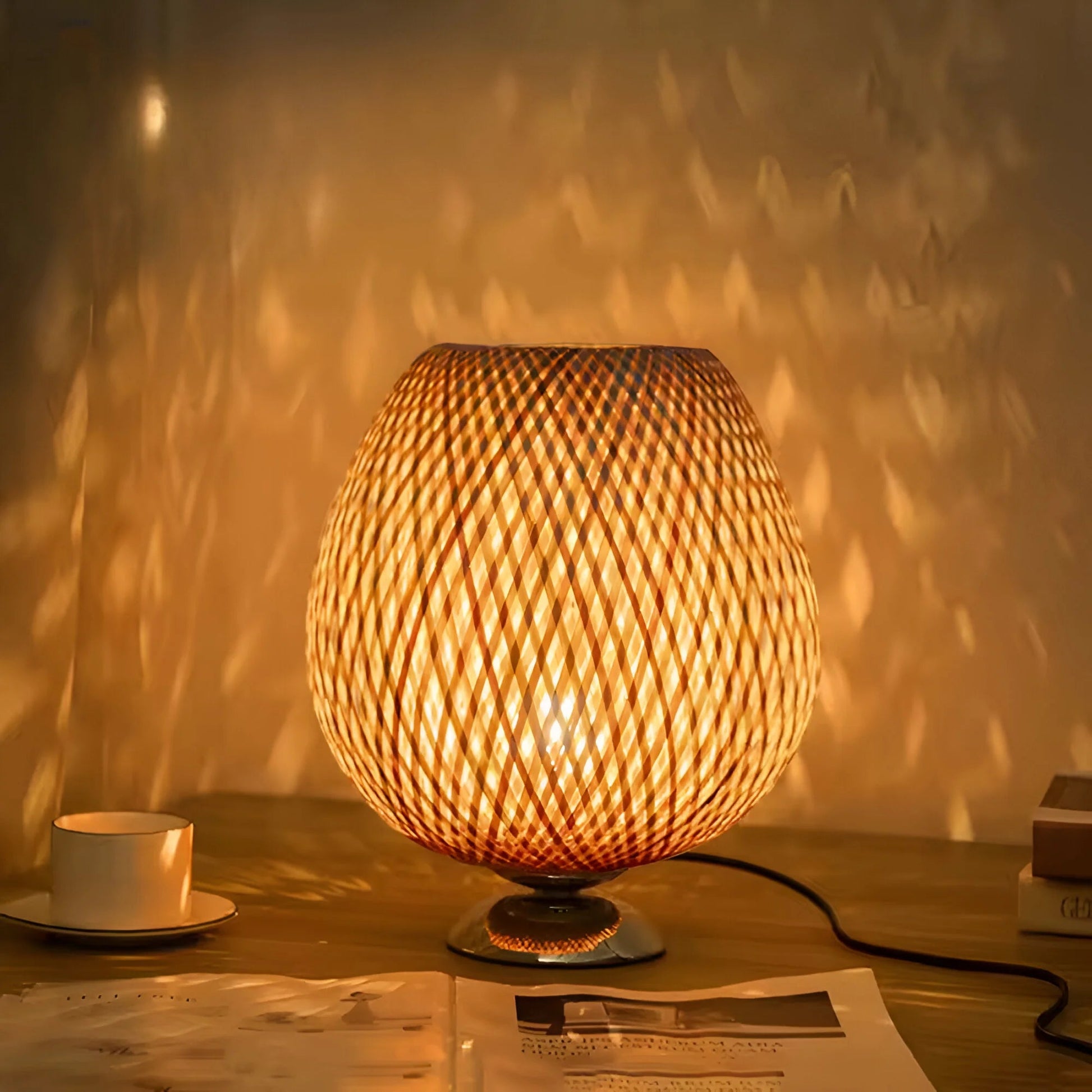 BambooGlow™ – Applique Murale Rattan Tissé Éclairage Doux Bohème