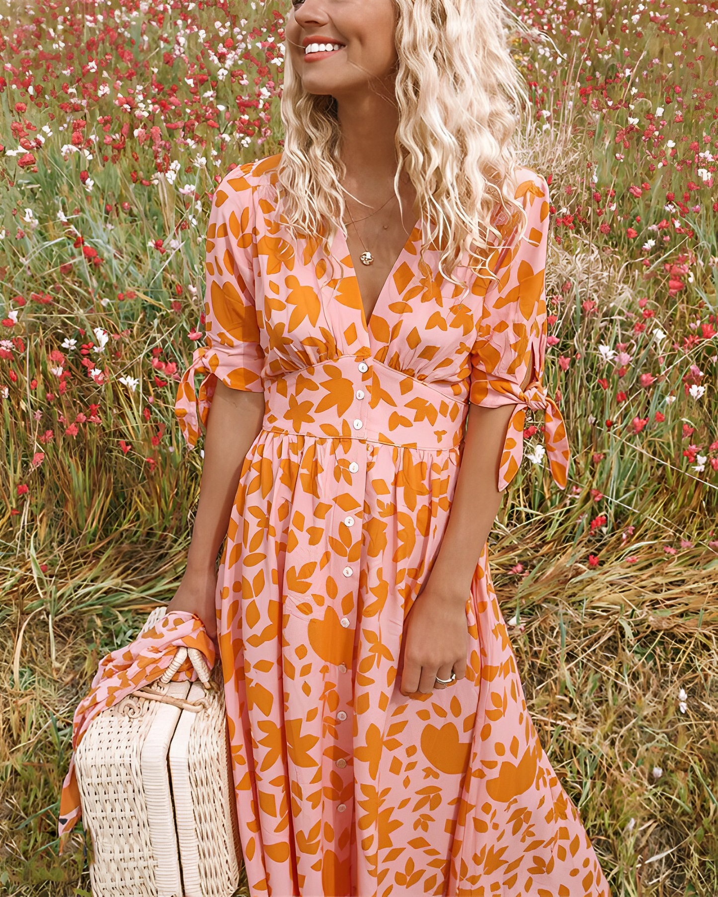 Robe Soie Orange Élégante pour Femme - PanierRoyale